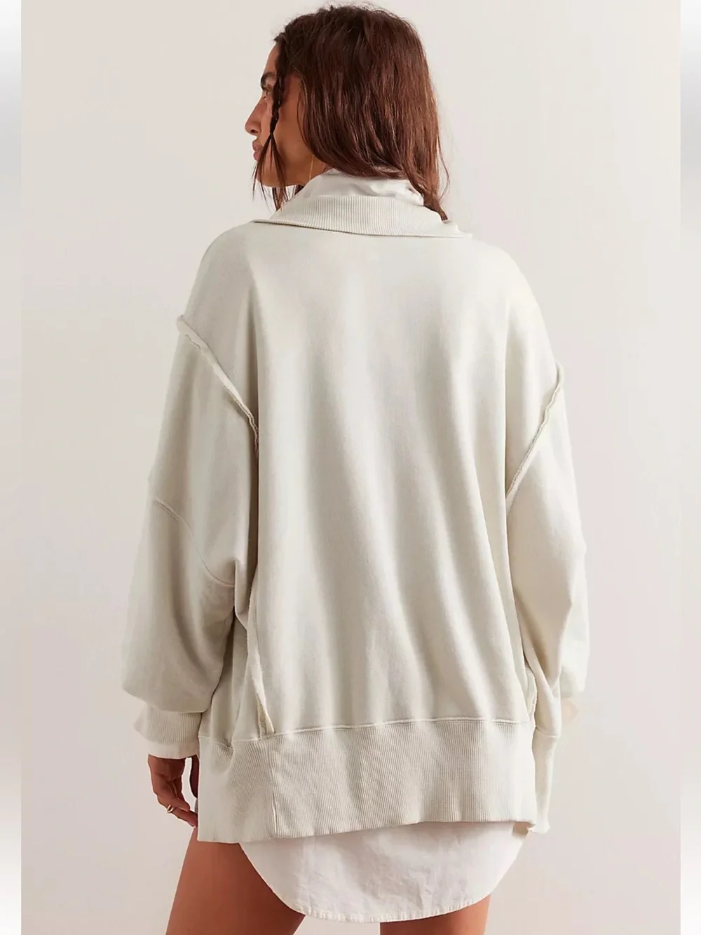 FREE PEOPLE We The Free Camden Henley Sweatshirt Medium OVERSIZED Fit - Picture 2 of 7